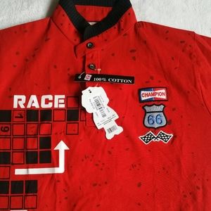 Boy's Red Racing Shirt with Embroidered Racing Patches Large / XL, NWT